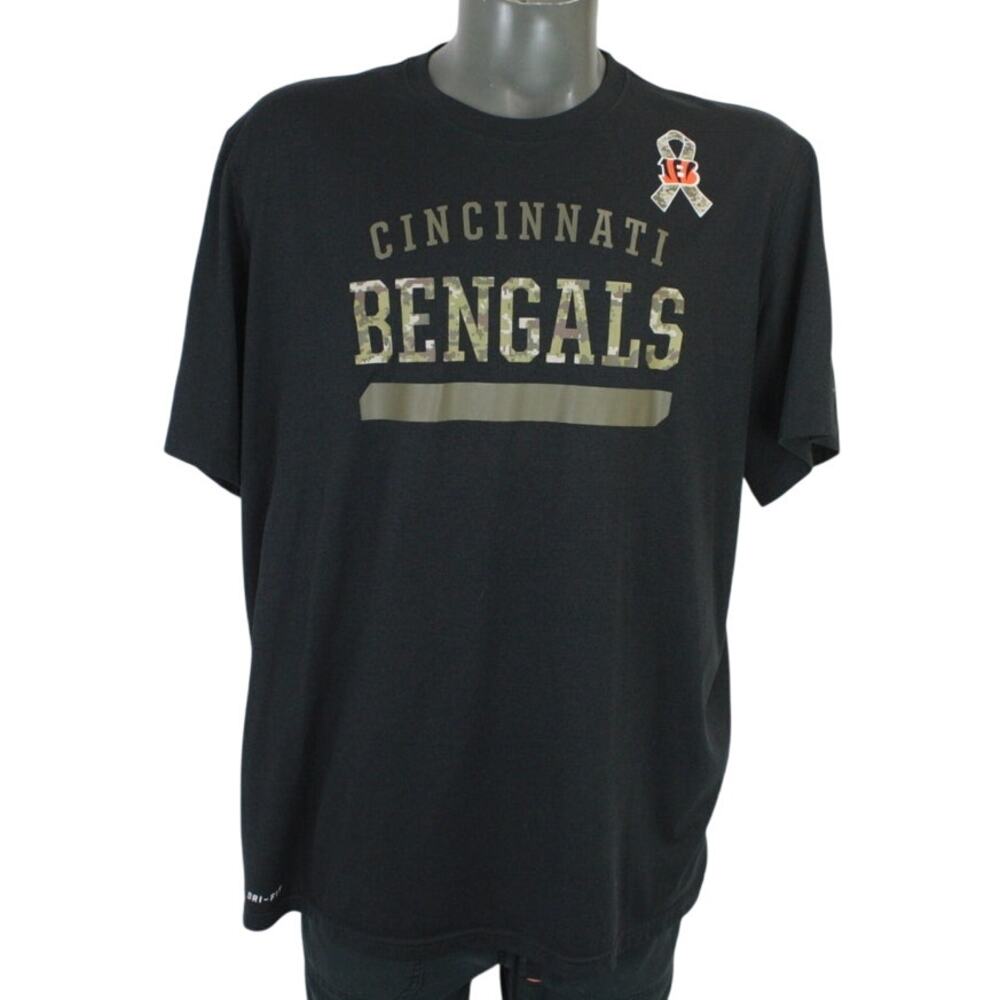 Nike Bengals Salute To Service Shirt Mens 2XL Black Dri Fit NFL Military